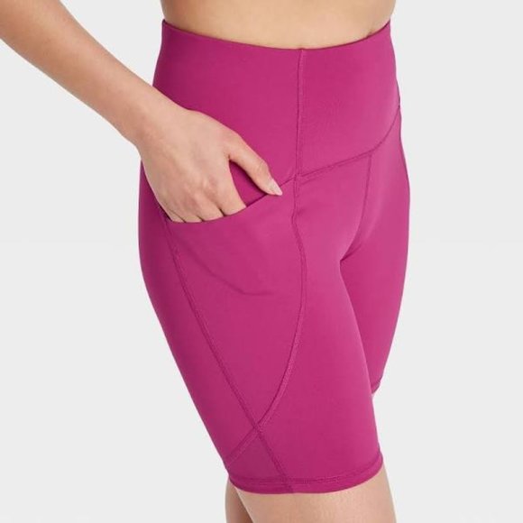 all in motion Pants - All in Motion Women's Sculpted Linear Bike Shorts, 7" Cranberry